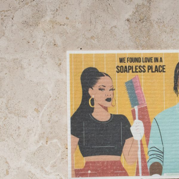 rihanna and asap rocky dishcloth we found love in a soapless place